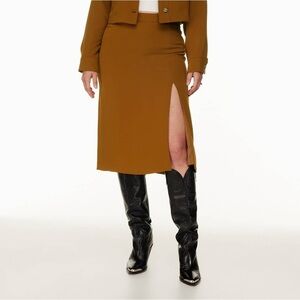 nwt Wilfred Aritzia Patio High-waisted Pencil Midi Skirt Rich Chestnut Brown 4